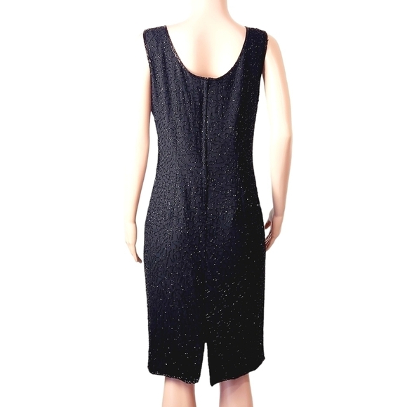 Jmd- 70's Womens Black Polyester Sleeveless, Lined Mid Length Cocktail Dress. - Picture 5 of 12